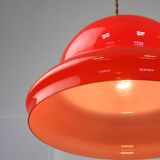 Mid-century italian red glass & brass pendant lamp