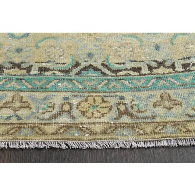 Vintage Turkish Oushak Handmade Wool Cotton Orange Runner Rug 108x294