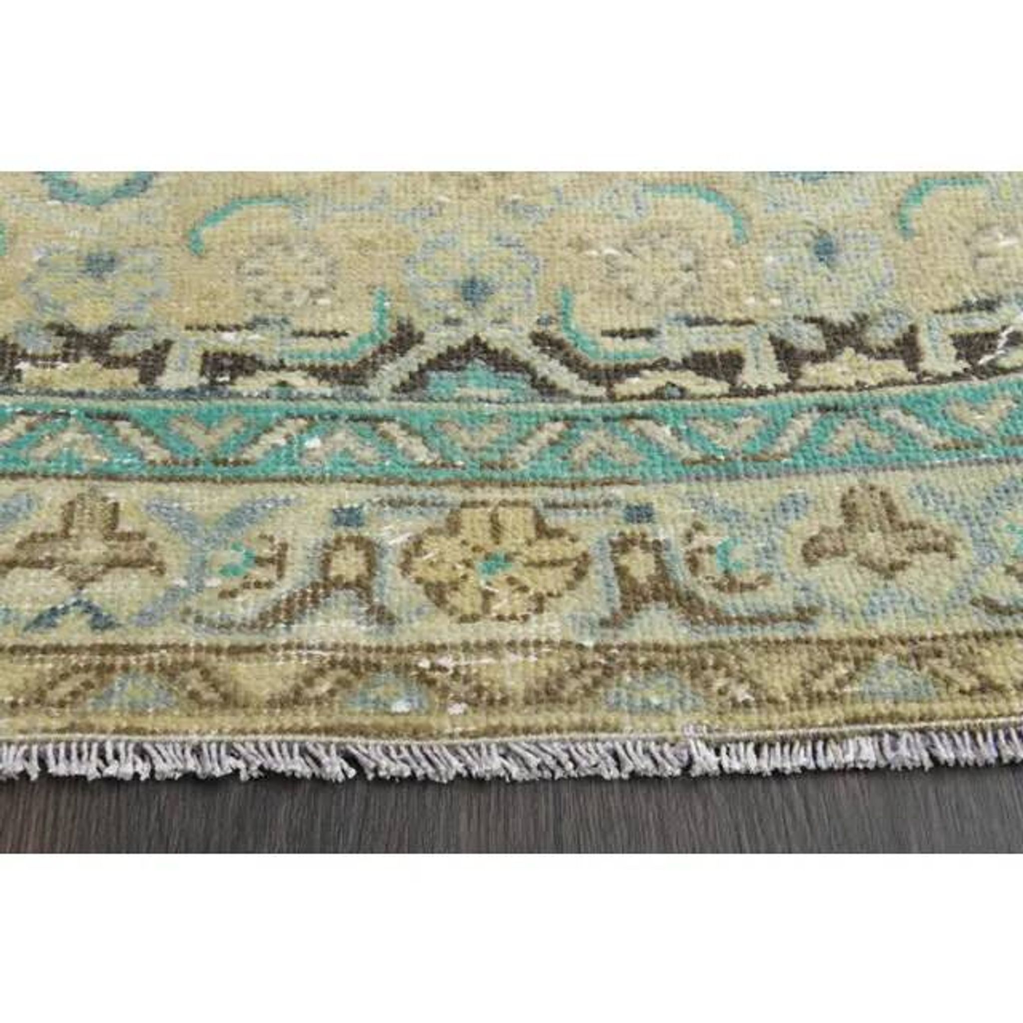 Vintage Turkish Oushak Handmade Wool Cotton Orange Runner Rug 108x294