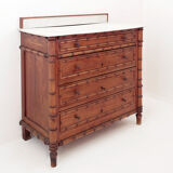 Bamboo-style commode with marble top - Late 19th century