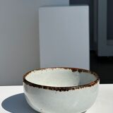 Small white glazed ceramic bowl black edges