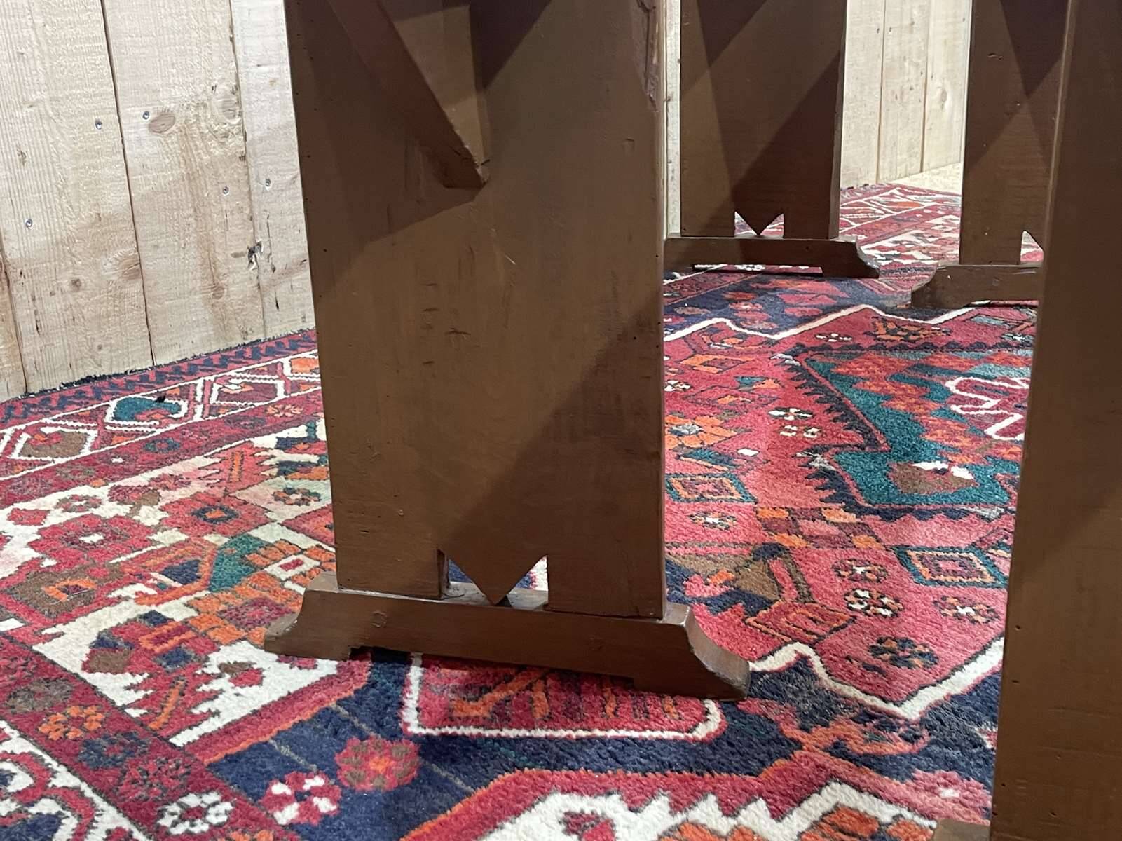 Pair of 1930s benches in elm and chestnut