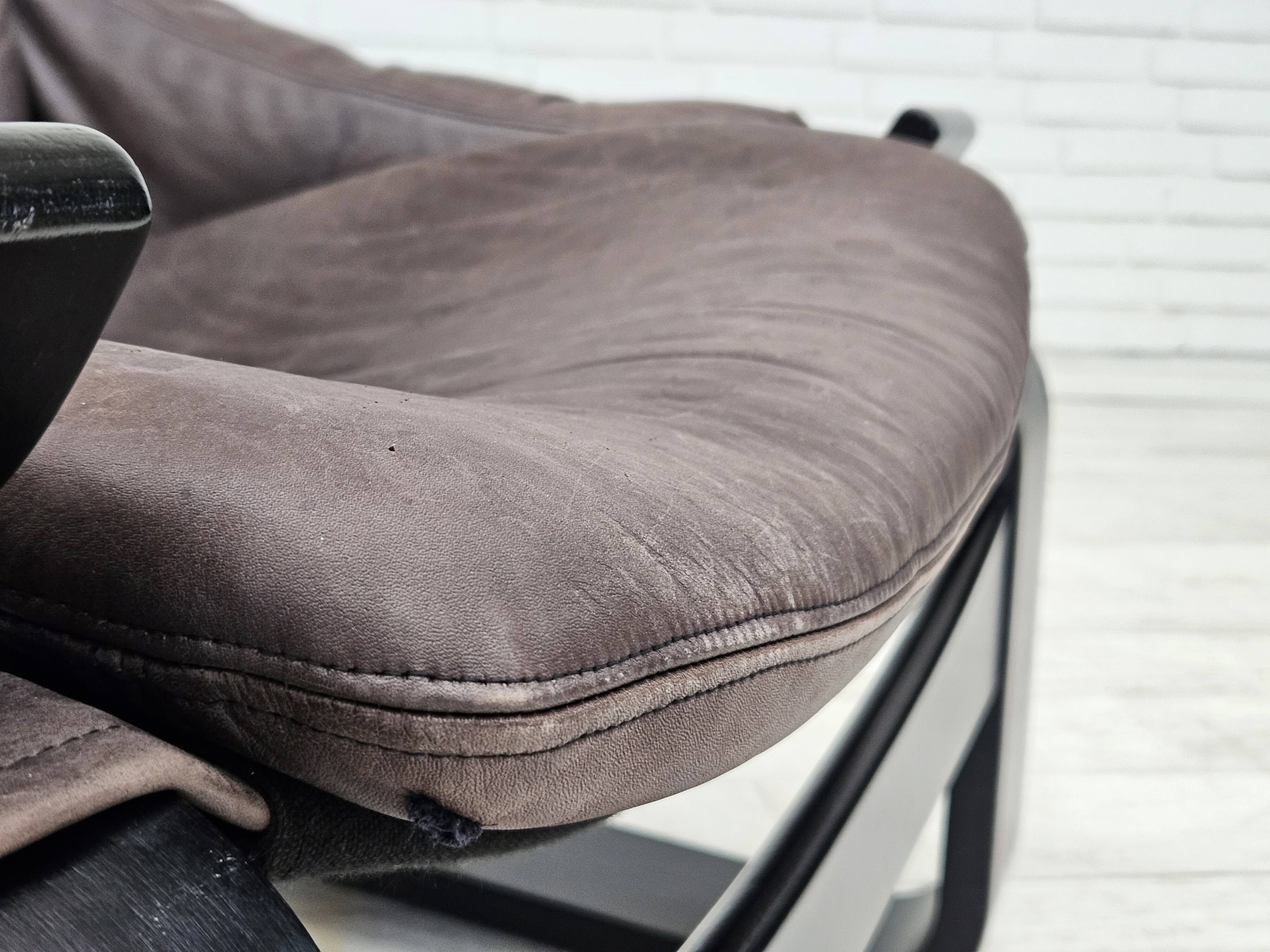 Chaise longue kroken, années 1970, design suédois par ake fribyter pour nelo, état d'origine.