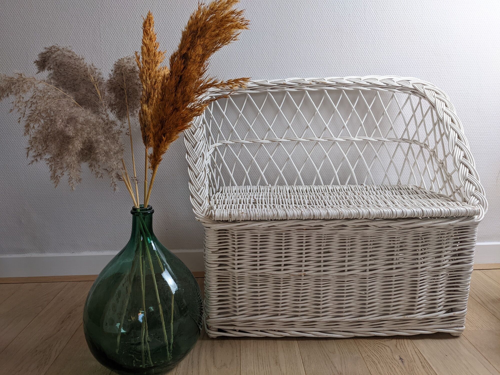 Bench storage chest vintage children's armchair in wicker rattan