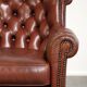 Cognac-coloured cow leather Chesterfield armchair in English style