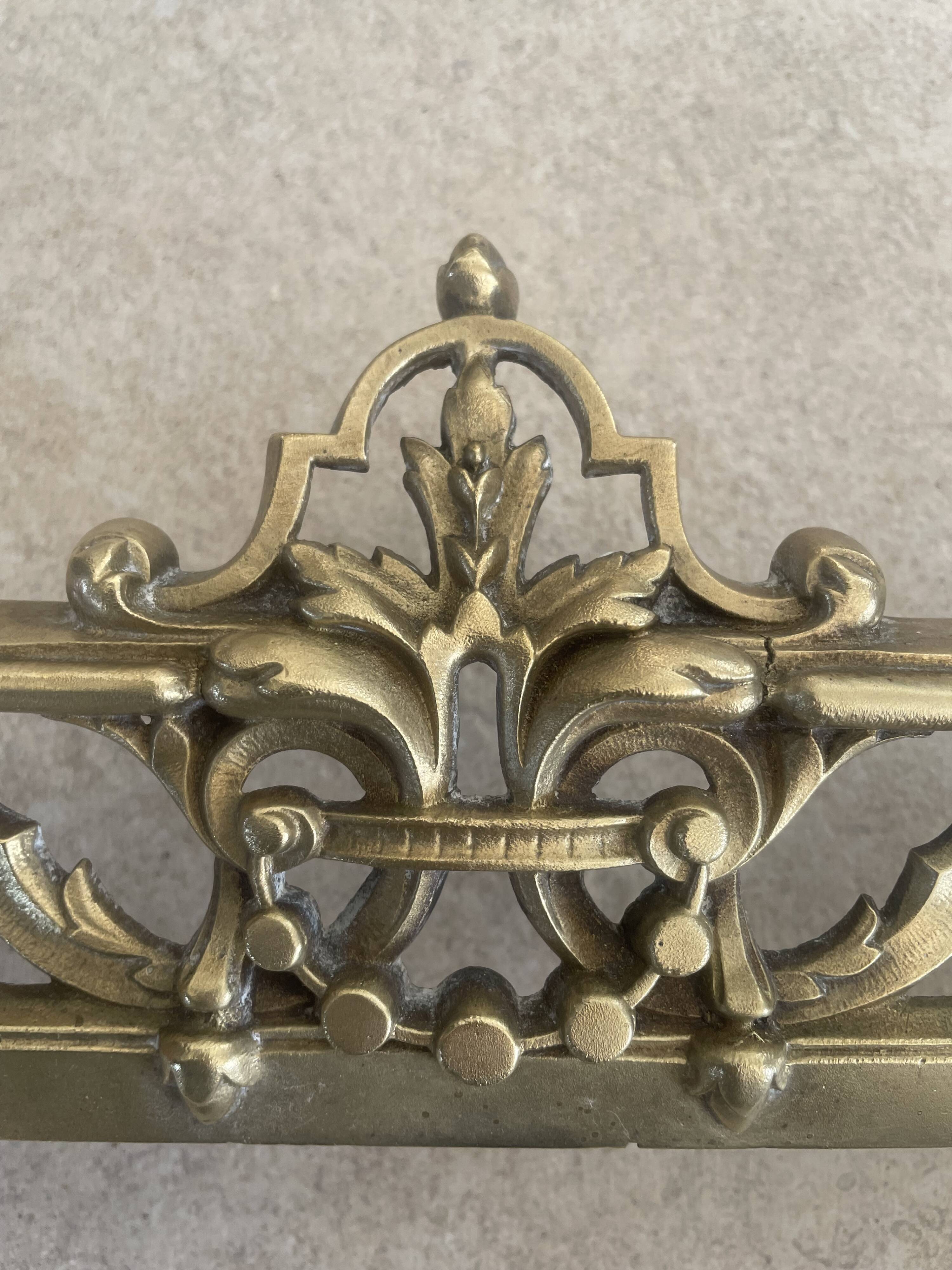 19th-century brass fireplace threshold bar