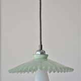 Vintage suspension in opaline scalloped mint color with water