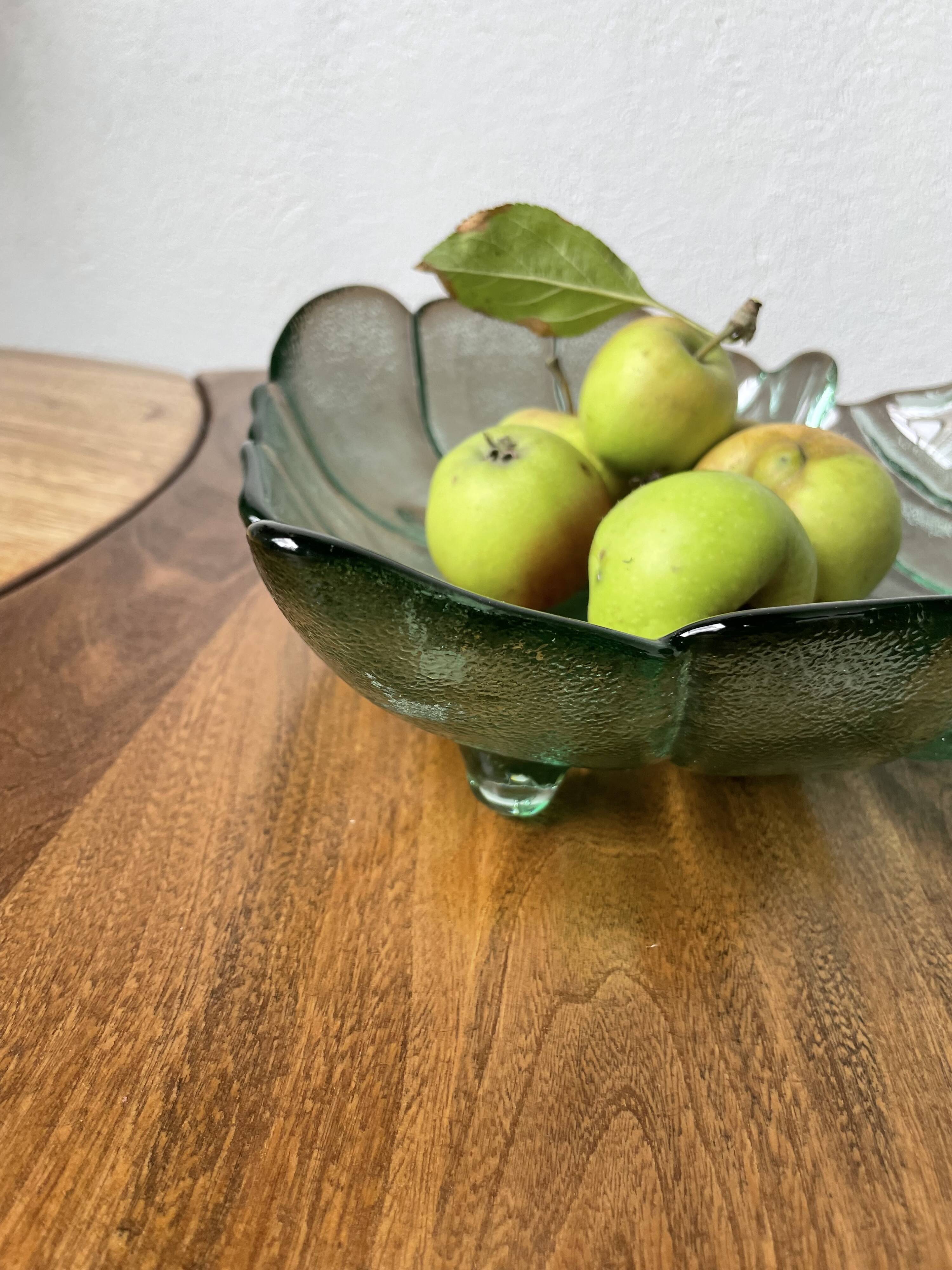 Tinted glass “leaf” dish