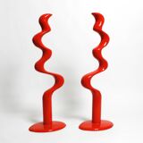 Two large limited abstract metal floor sculptures in red