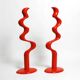 Two large limited abstract metal floor sculptures in red