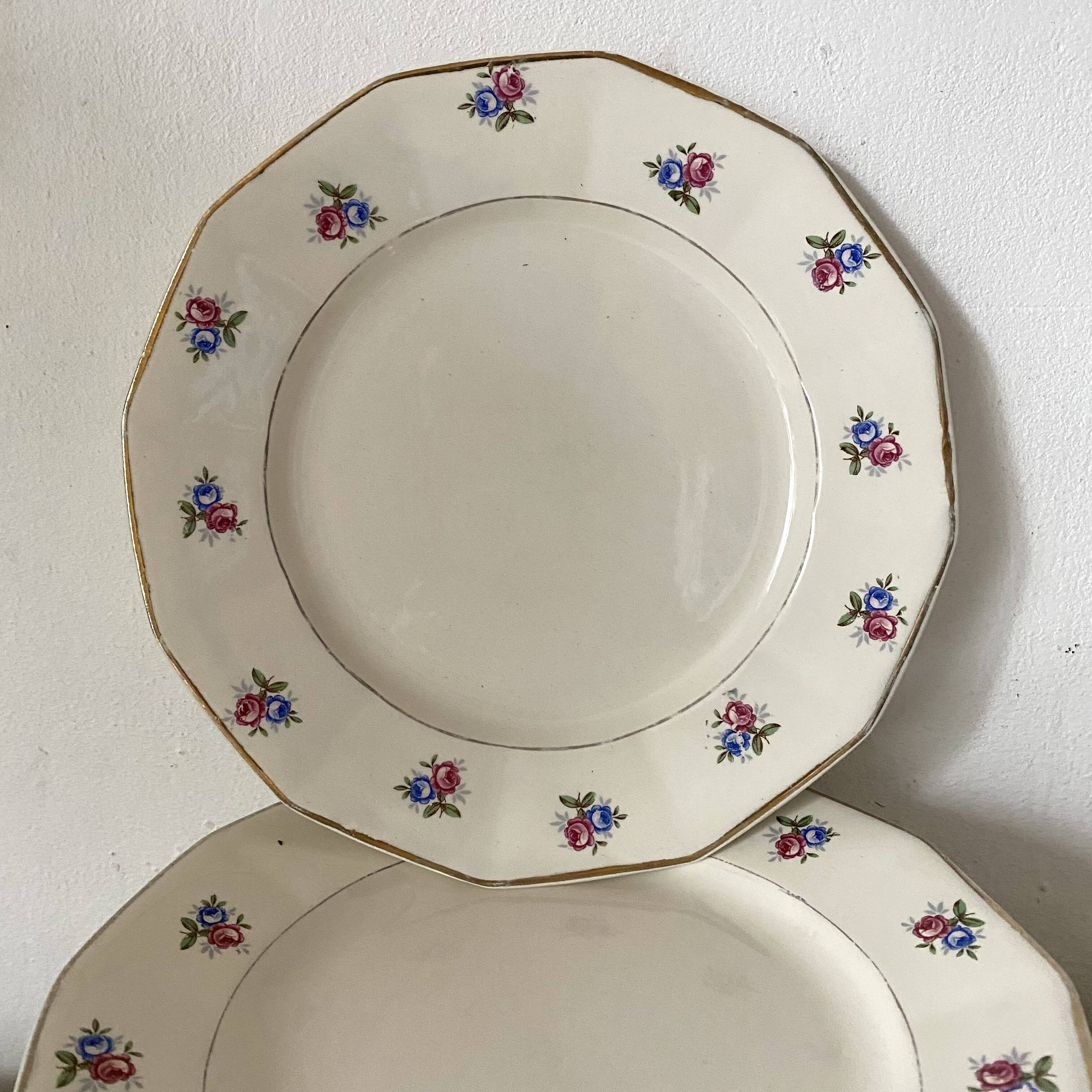 Digoin Sarreguemines dinner plates, floral