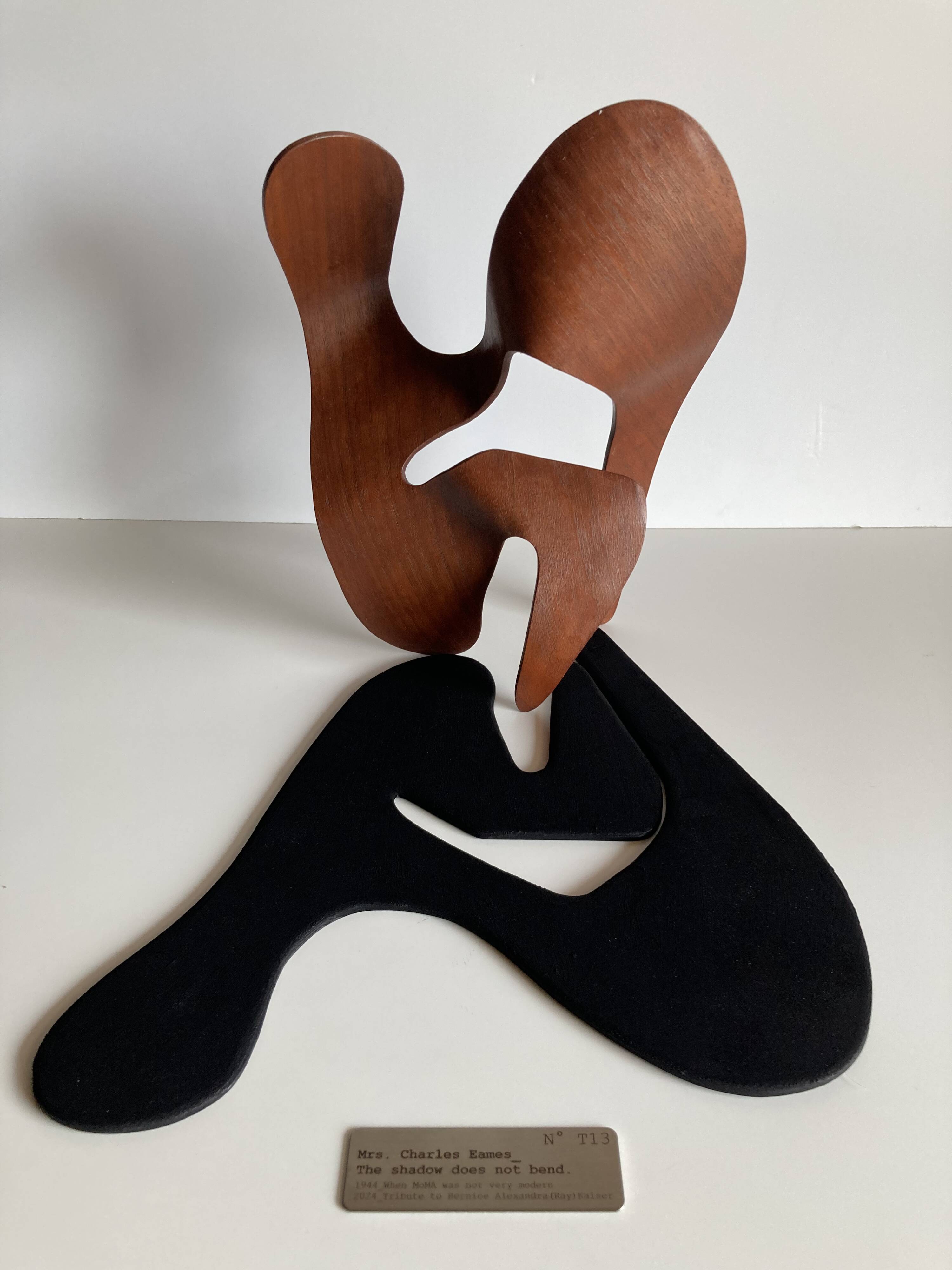 Mrs. Charles Eames_ The shadow does not bend, walnut plywood sculpture