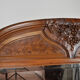 Miroir trumeau Art Nouveau sculpté de vigne, en noyer et loupe
