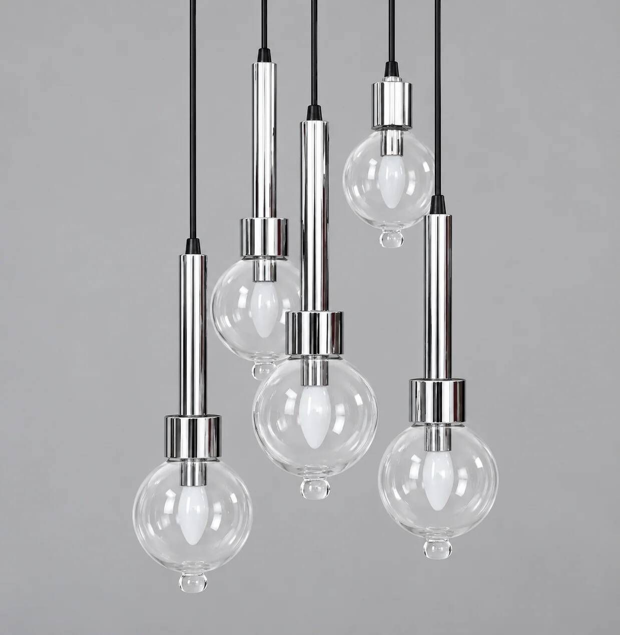 Abo Randers cascade 5 drop lamp for A/S Denmark 1970s