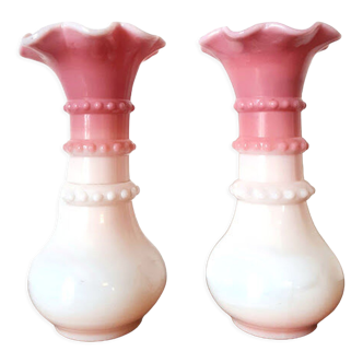 Pair of fairground opaline vases circa 1920