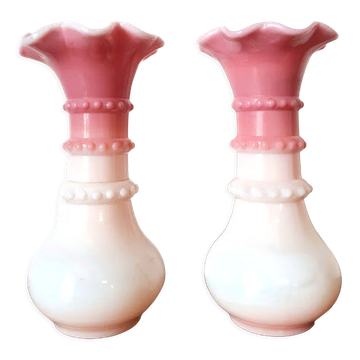 Pair of fairground opaline vases circa 1920