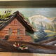 Tableau alpin vintage en bois sculpté et peint