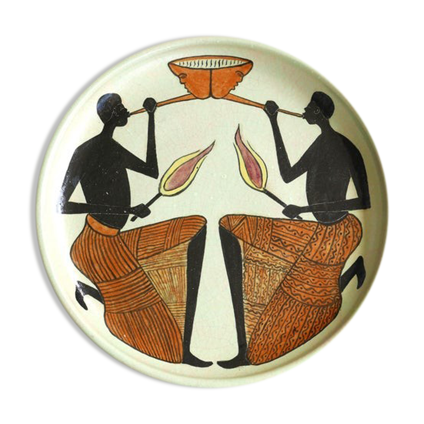 Plat en céramique de Albert Kizonzolo, années 60