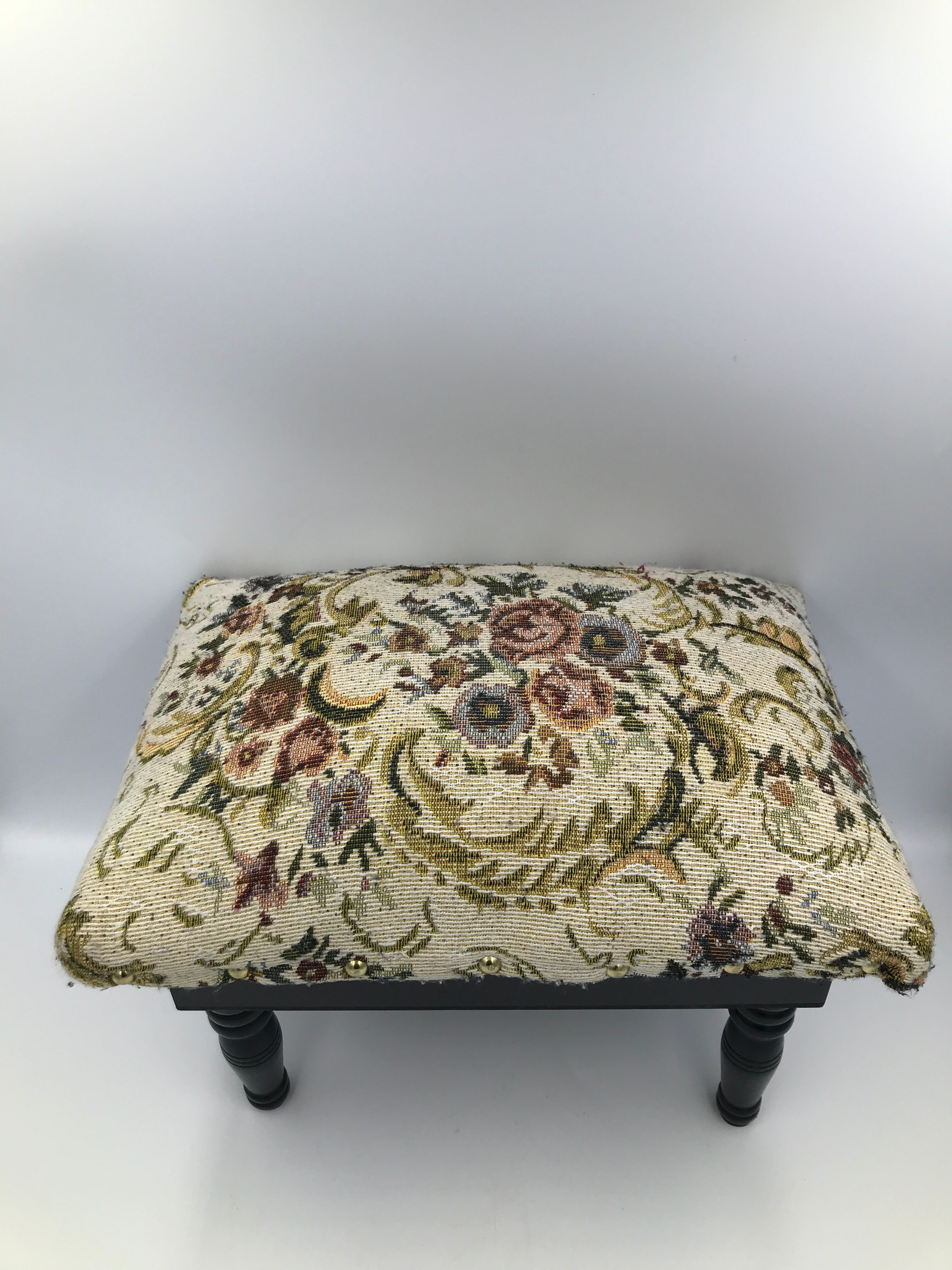 Foot rest chest studded fabric vintage studded