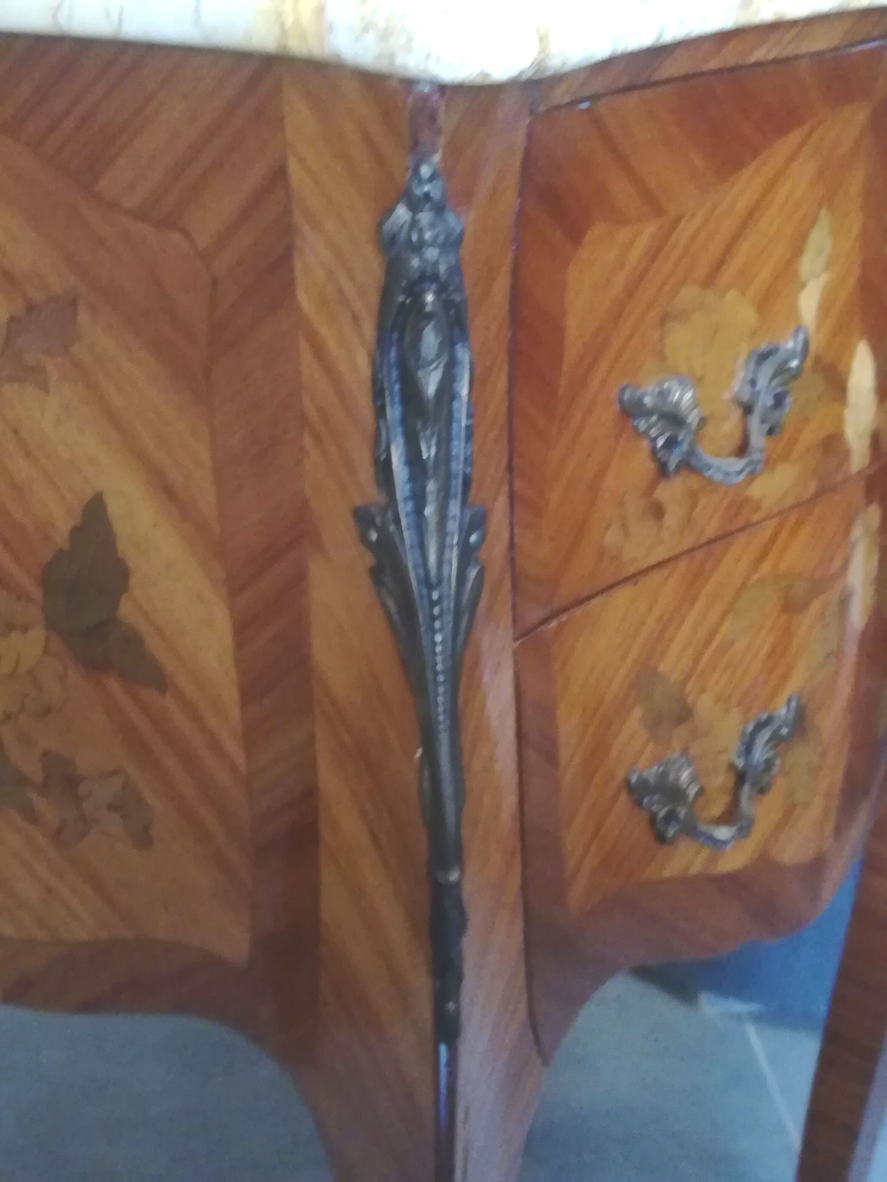 Pair of Louis XV style bedside tables in marquetry