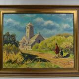 Jacques-Auguste COLIN (1925-) Church of St Martin de Laives in Burgundy Oil on canvas signed