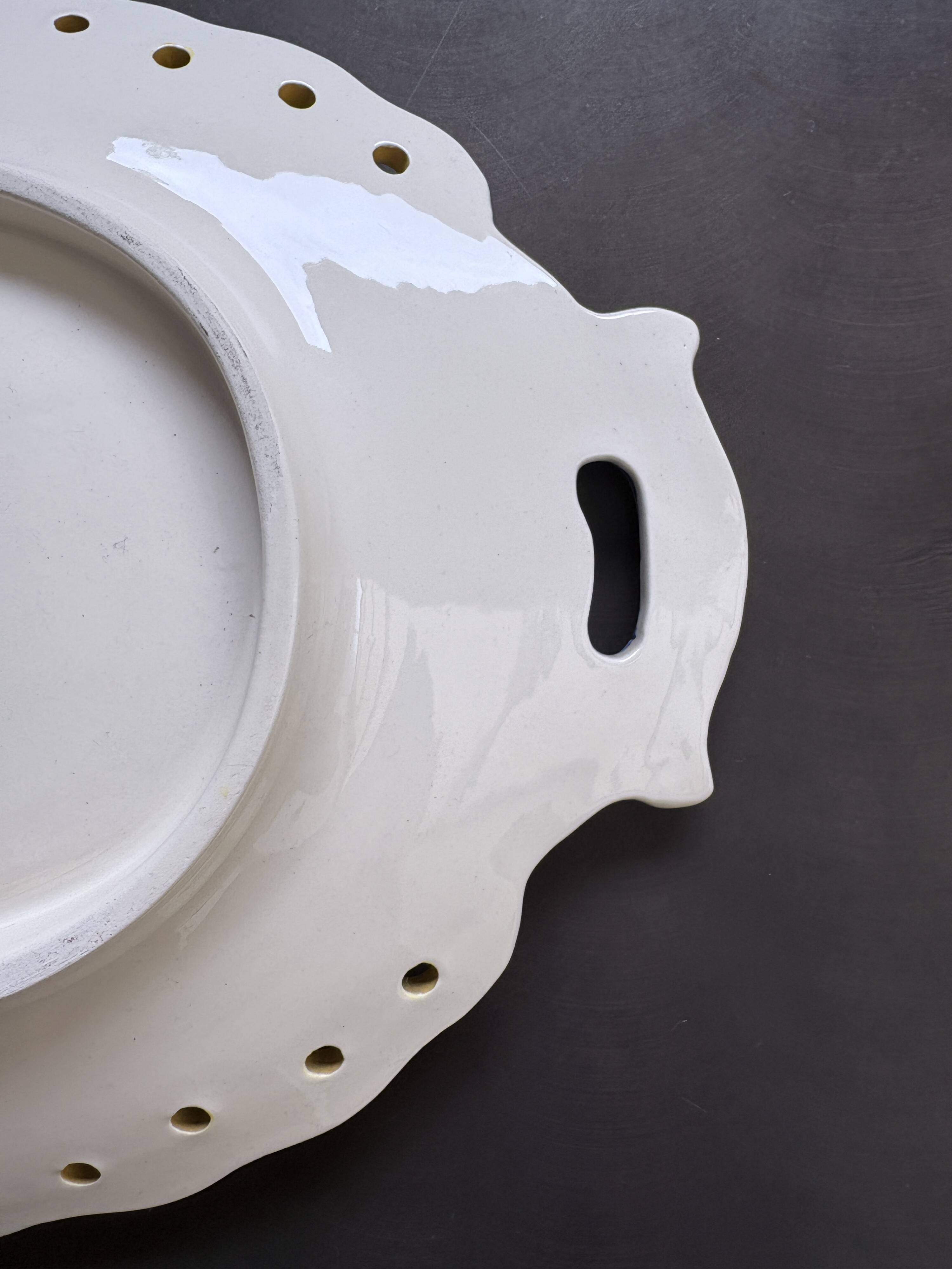 Oval dish with Desvres Fourmaintraux Rouen decoration