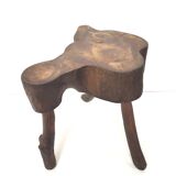 Brutalist solid wood tripod stool