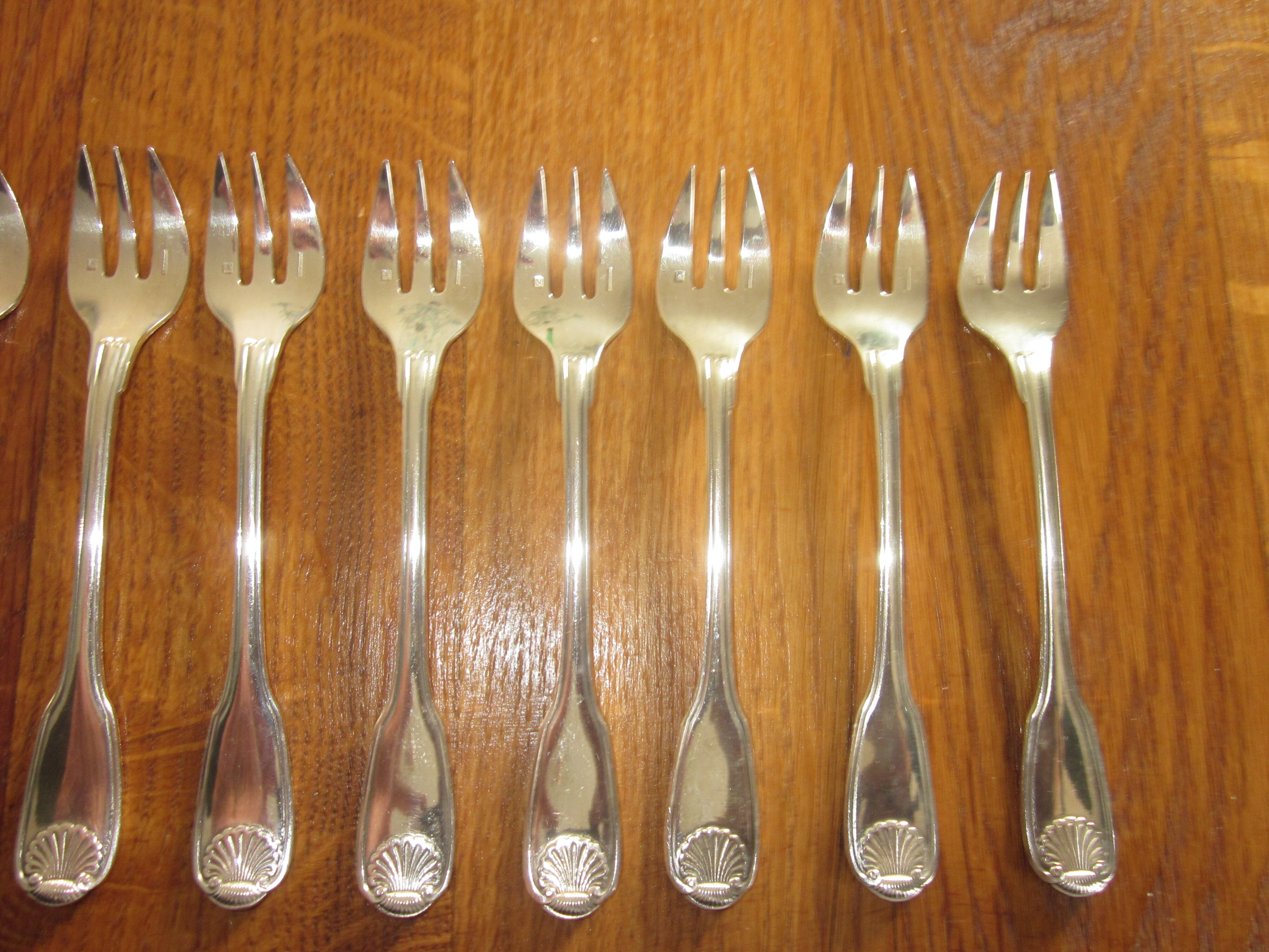 12 forks with cake christofle model shell