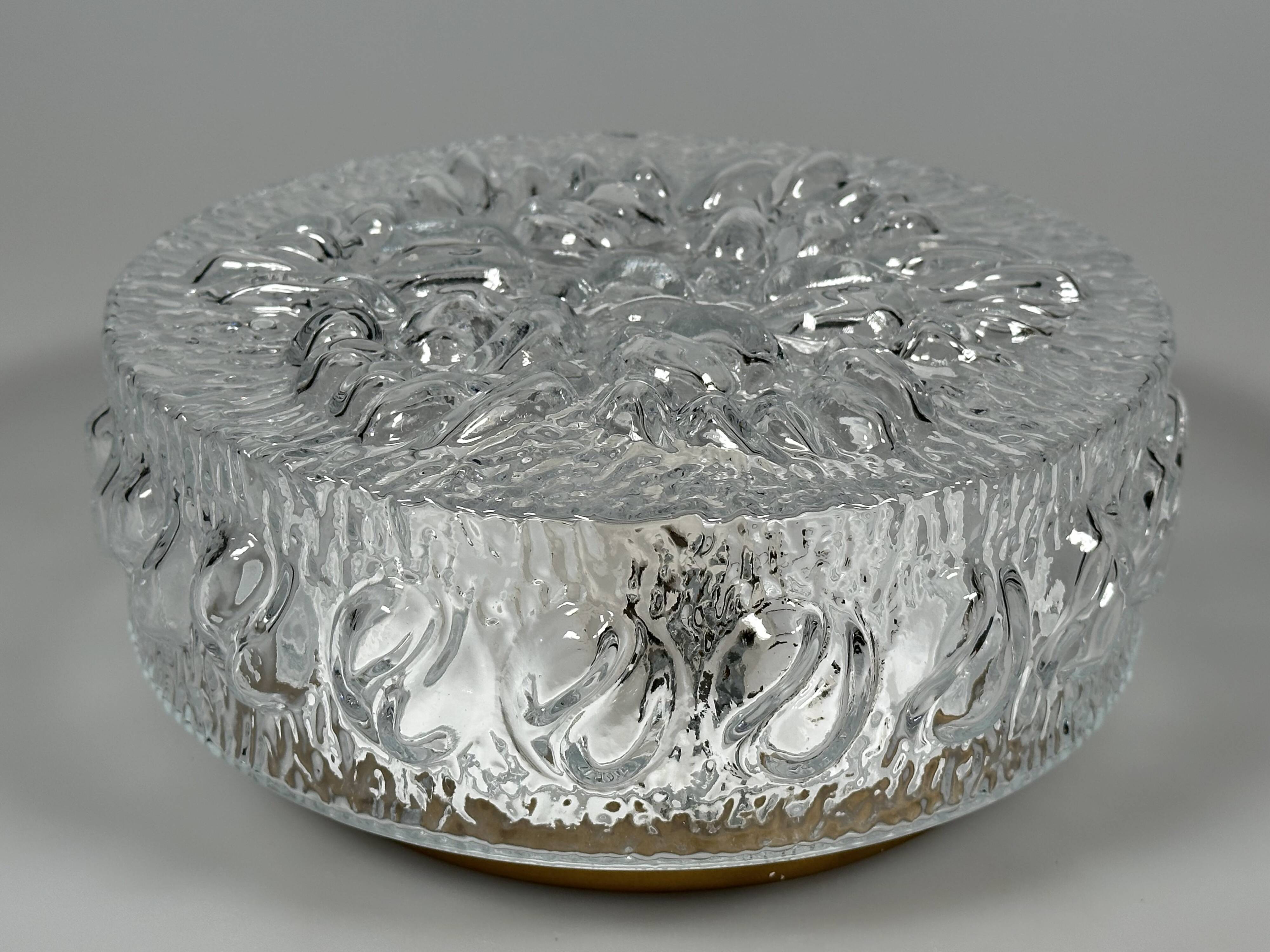 Lampe de plafond des années 1960/1970, montage encastré, verre, métal, design Space Age