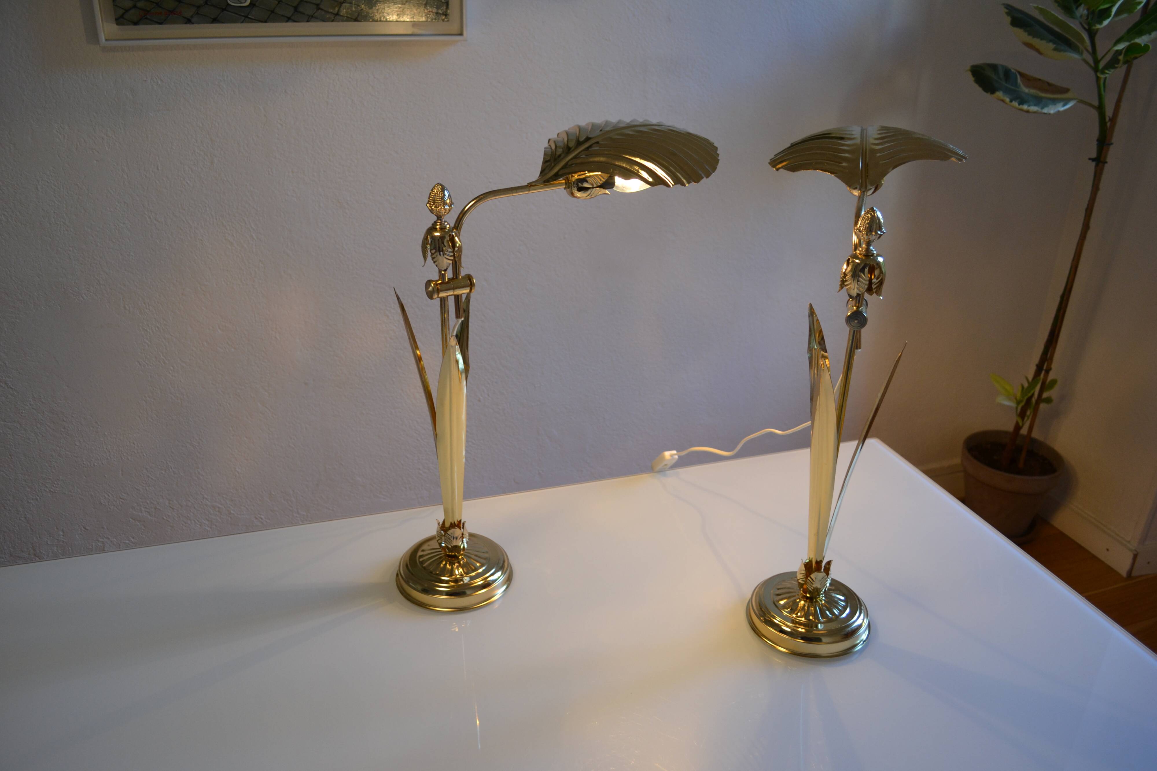 Pair of 1980s Hollywood Regency Gold Table Lamps