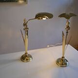 Pair of 1980s Hollywood Regency Gold Table Lamps