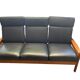 Scandinavian bench in solid teak and faux leather 1970