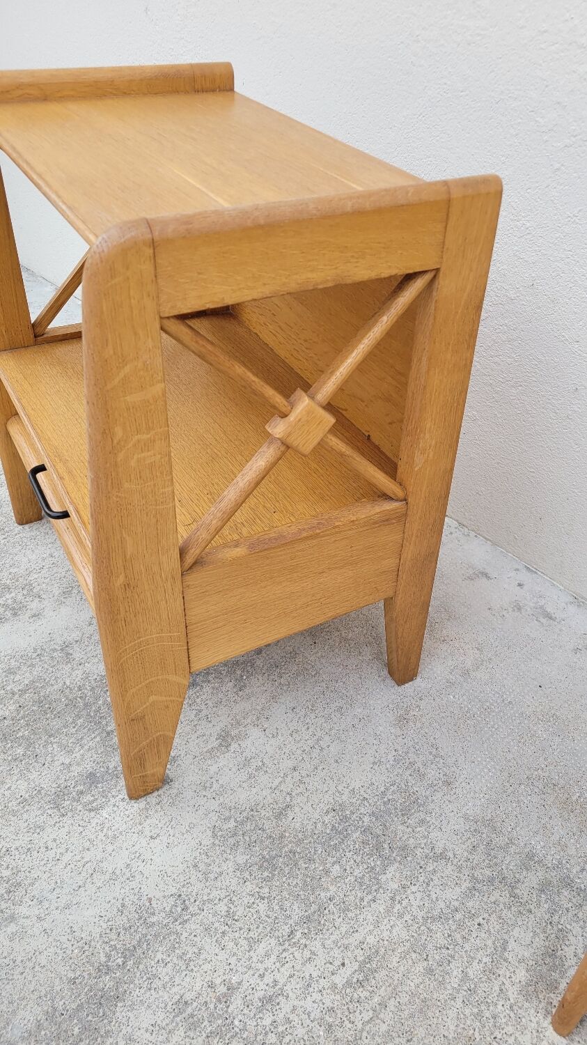 Paire de table de chevets Ateliers Saint sabin en chêne 1950