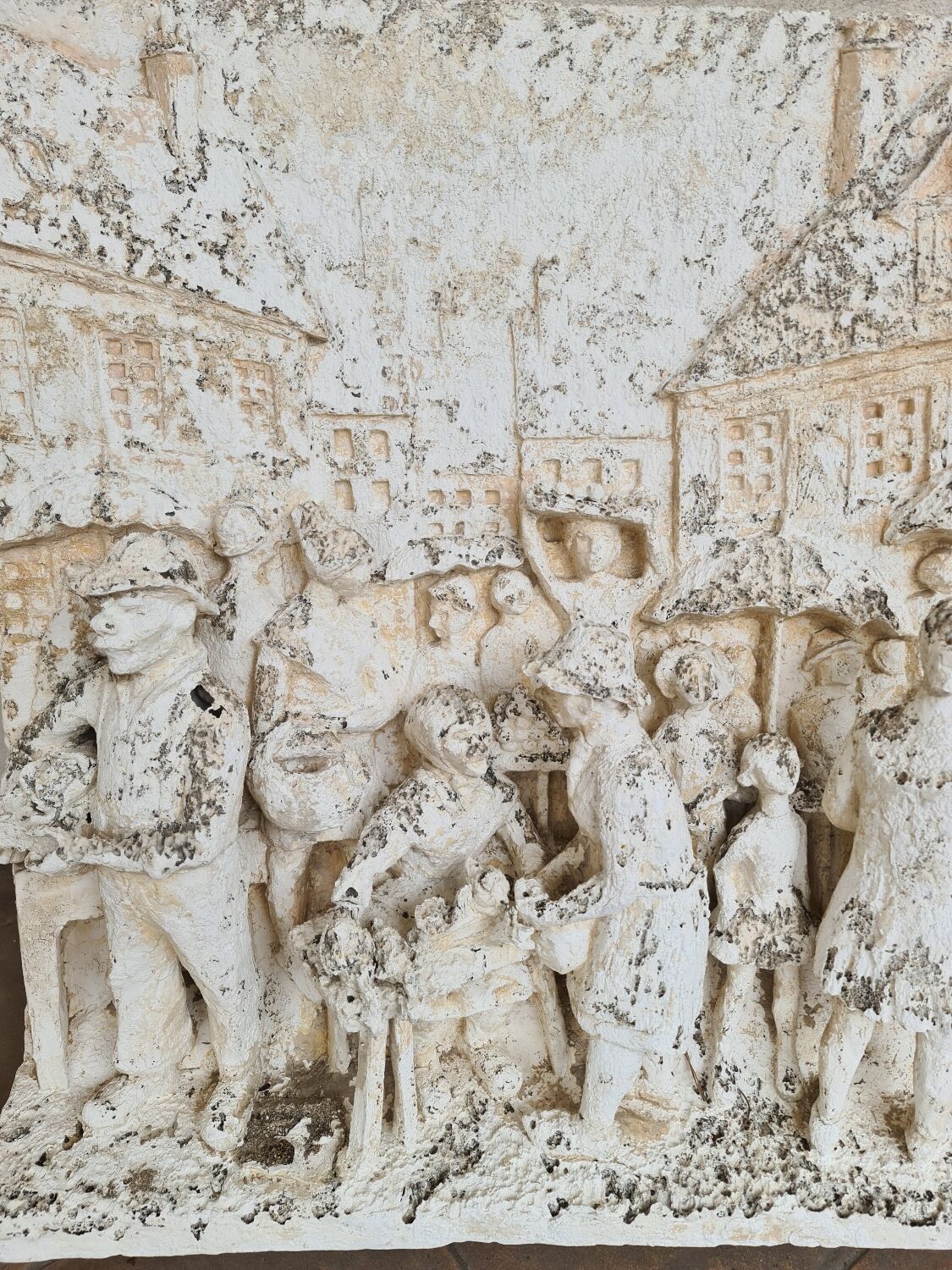 High relief plaster plaque