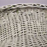 White rattan armchair and table