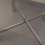 Square Italian vintage Space Age coffee table in smoked glass and metal.