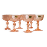 Set of 6 apricot Luminarc Rosaline coupe martini glasses in glass – vintage 1970s France with packaging