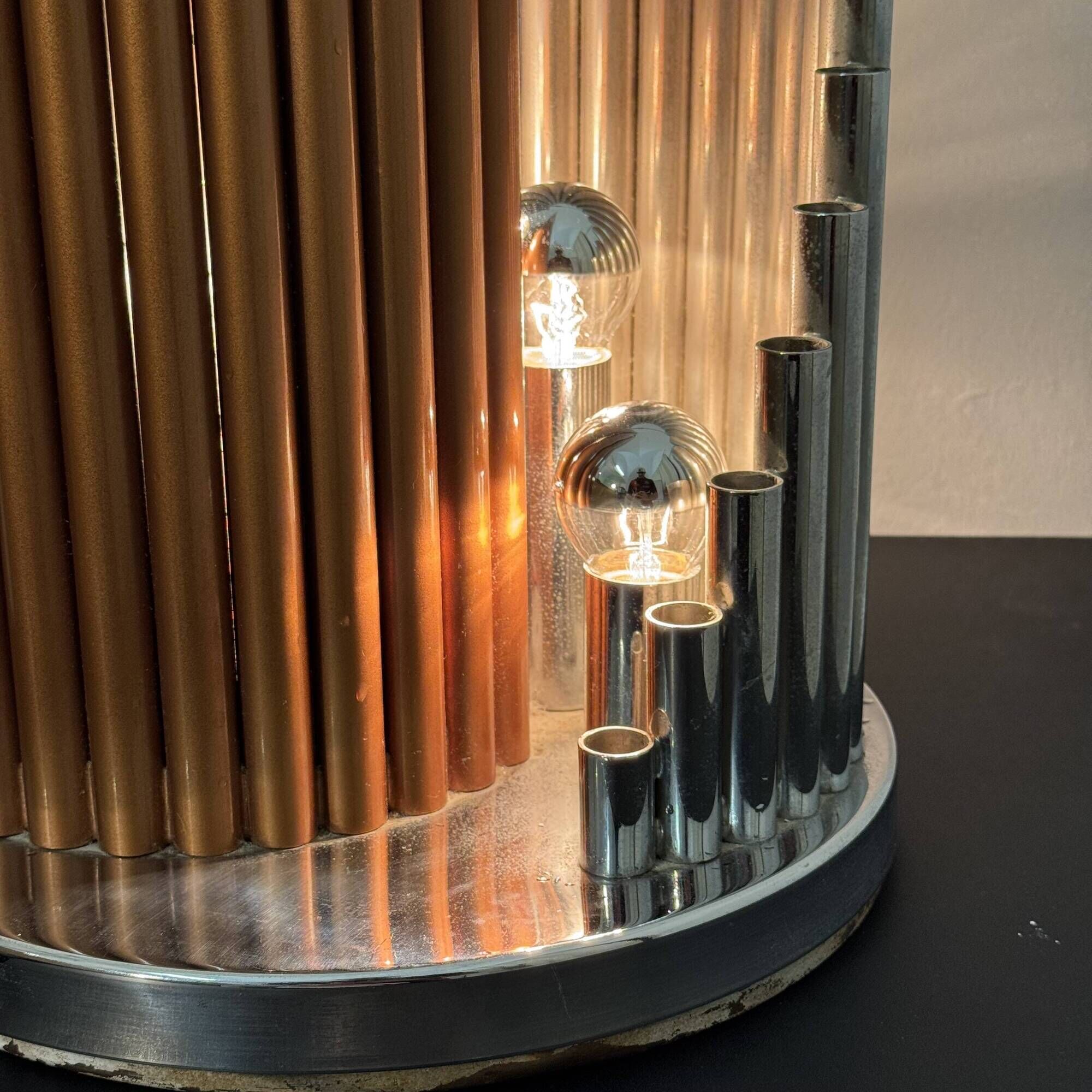 Table Lamp with Organ Pipes – 5 Light Points, Chrome Steel and Metal