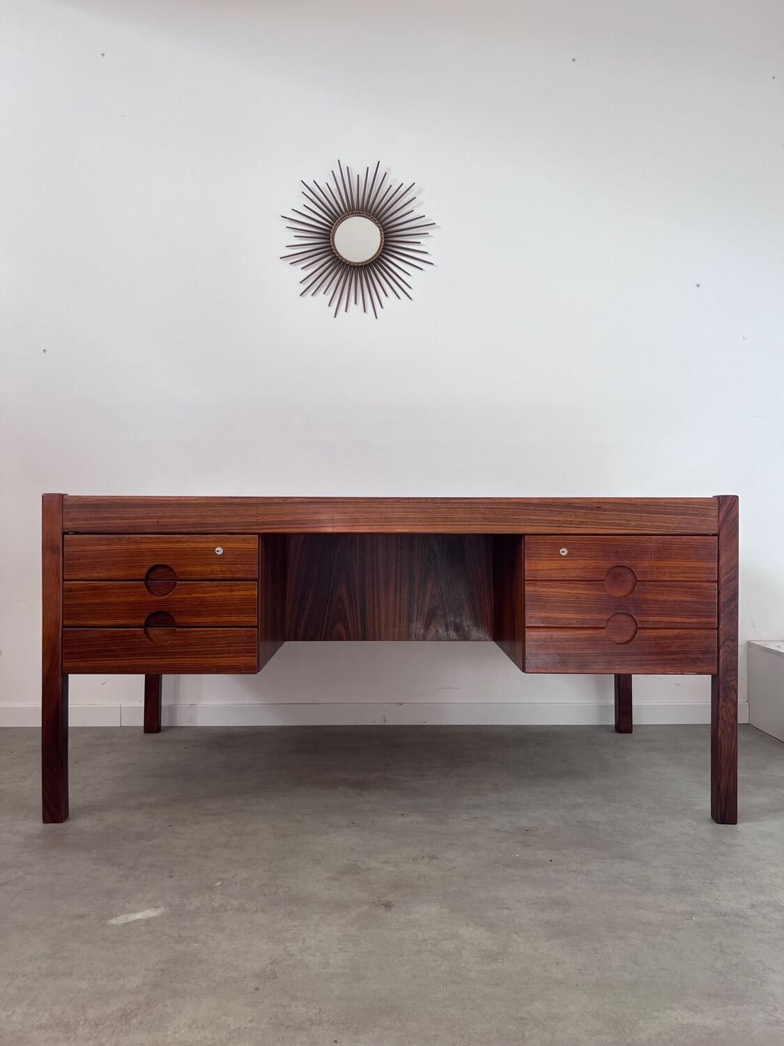 Old Danish Scandinavian desk in rosewood veneer designed by Christian Linneberg
