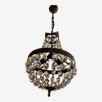Crystal and gilded bronze hot air balloon chandelier