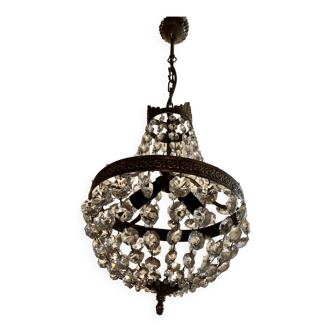 Crystal and gilded bronze hot air balloon chandelier