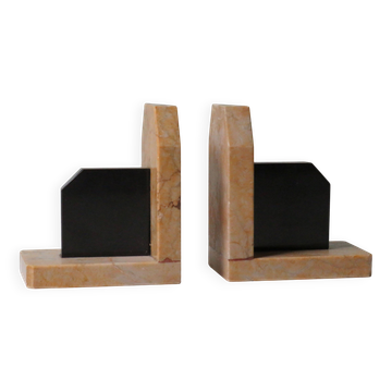 Pair of vintage Belgian marble bookends, early 20th century.
