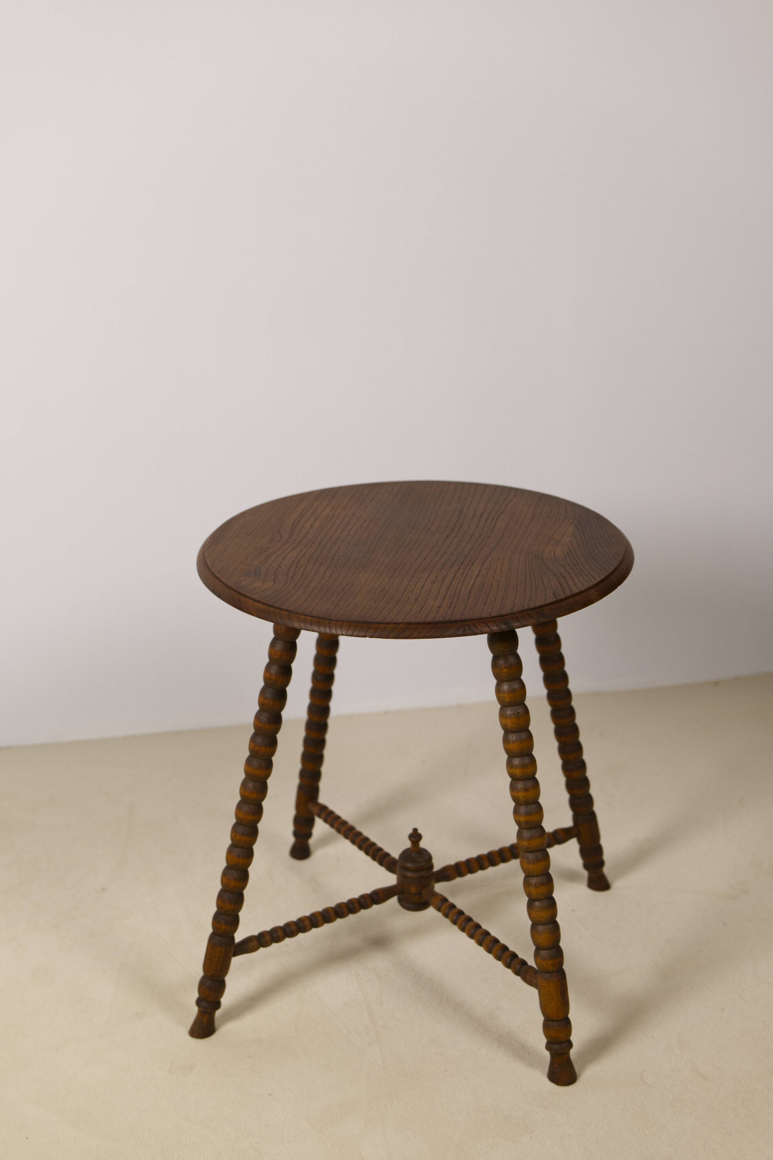 Vintage round Bobbin side table