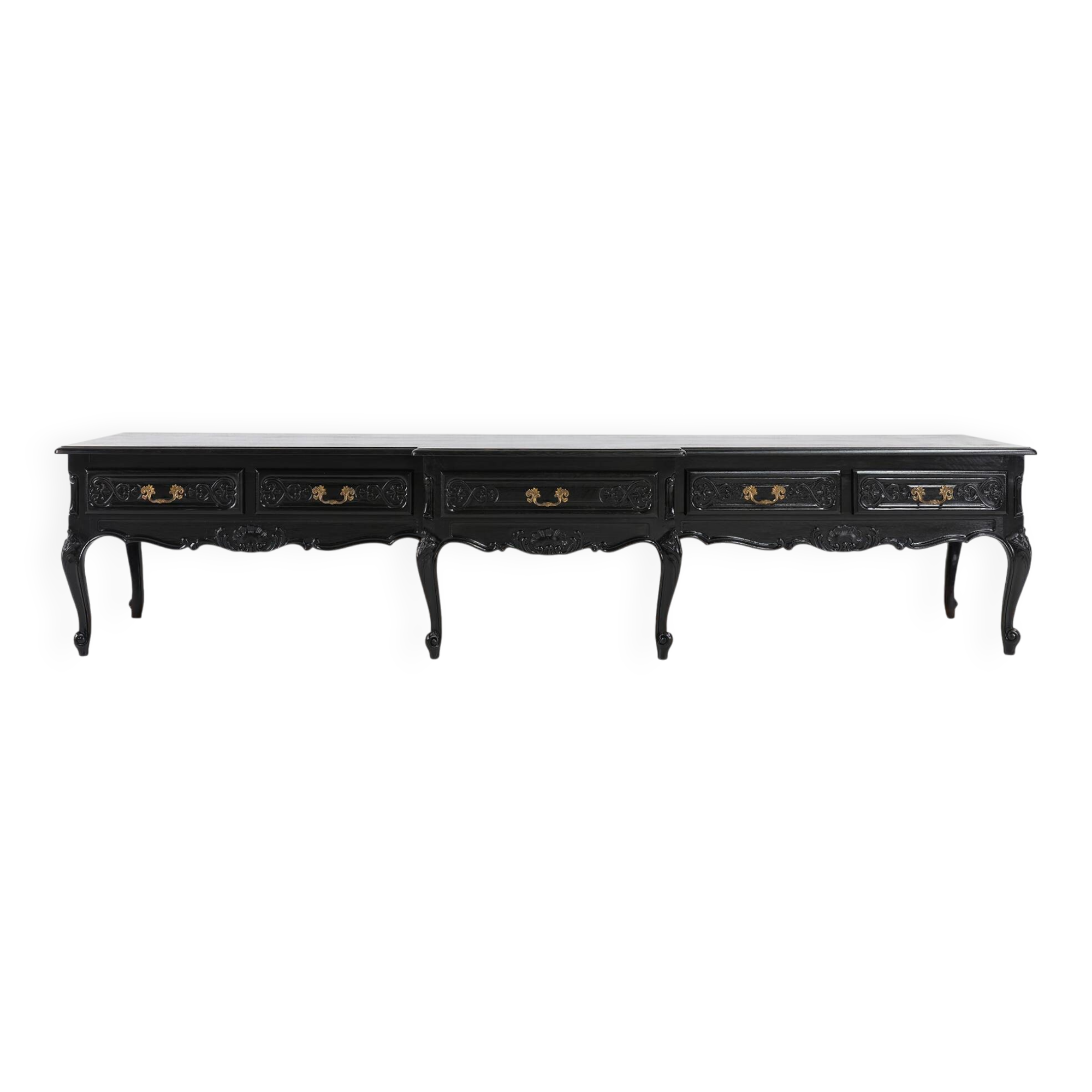 20th Century Louis XV style black low sideboard, France