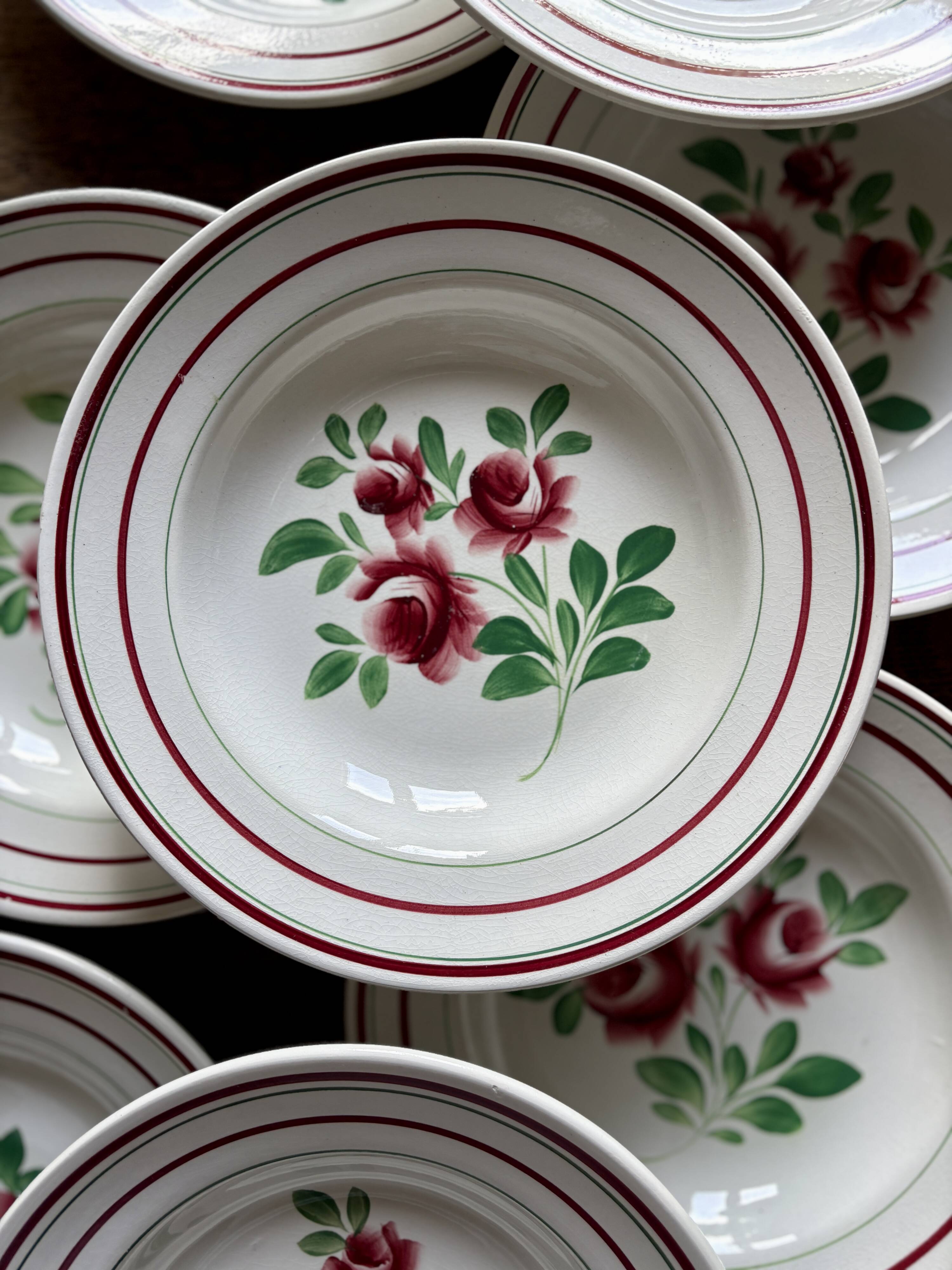 Set of 12 vintage soup plates - Les Roses -