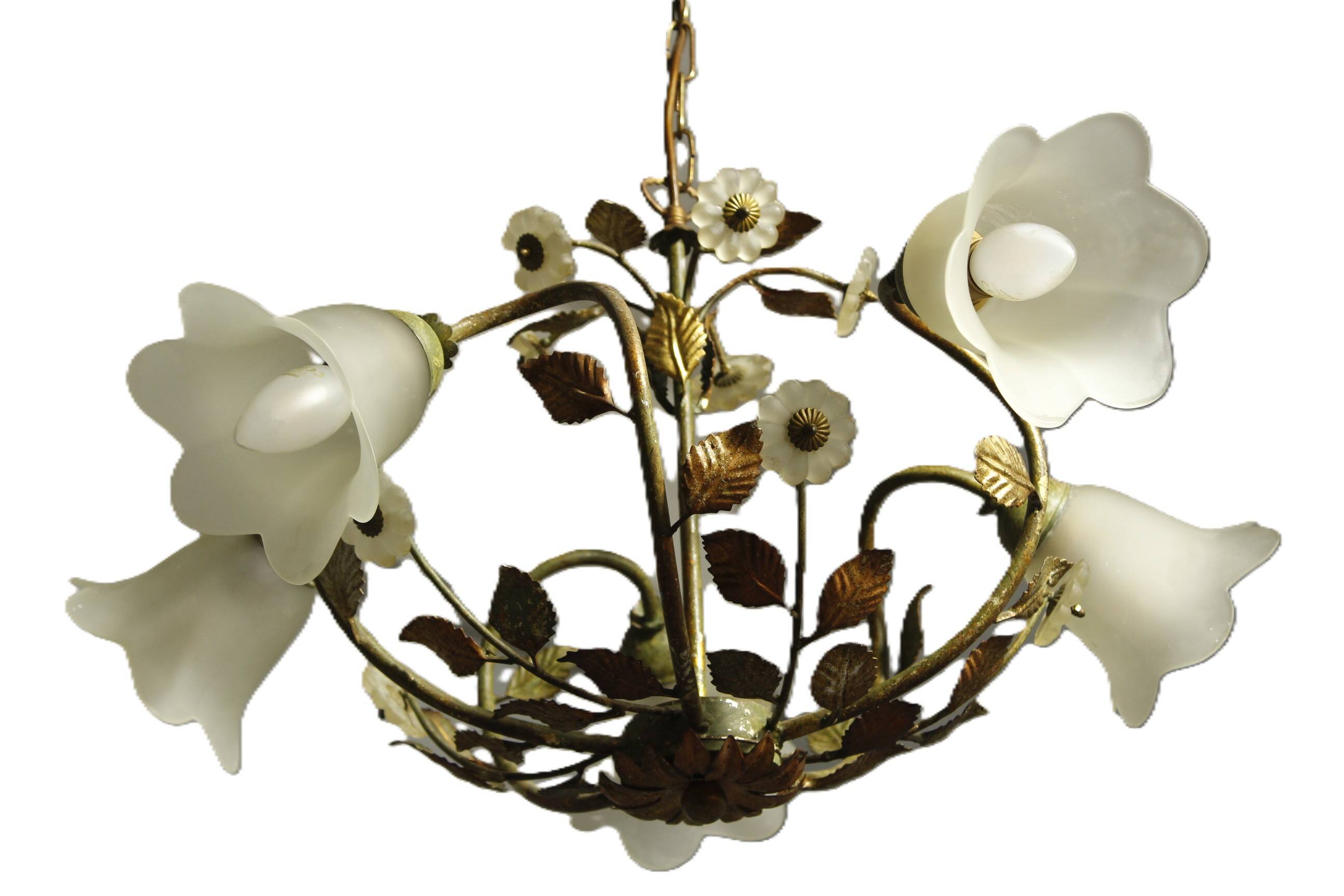 Vintage Floral Pendant Light from W.Müller-München 1980s