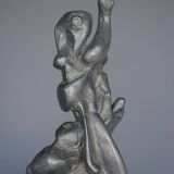 Large abstract lead Sculpture on a marble base. 1960s