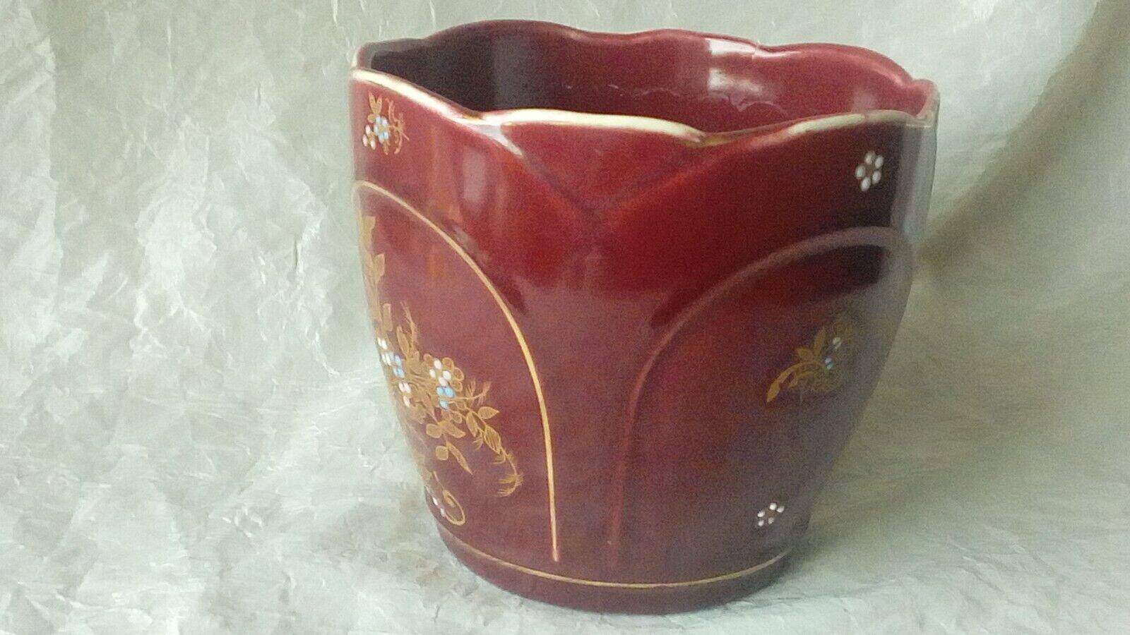 Cache pot en faience fives lille decor emaille epoque art nouveau
