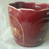 Fives lille earthenware planter with enamel decor, art nouveau period