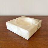 Square ashtray in vintage marble-effect alabaster